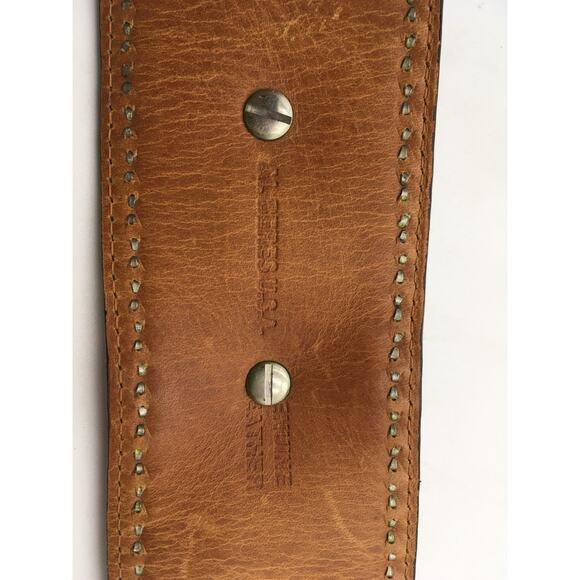 Al Beres Oversized Brown Leather Sterling Plate Western Belt Embossed Flowers - Picture 10 of 10